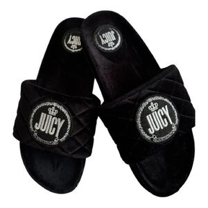 Juicy Couture Black Textured Slides sz 7